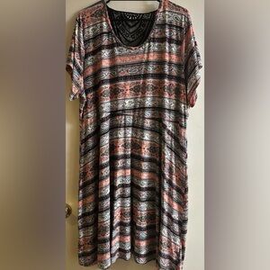 Paisley Print Women's Dress - Pink and Black